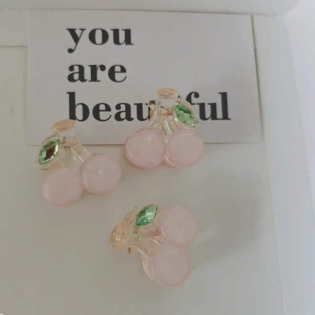 3PC Korean Kawaii Cute Cherry Hair Clip Claw Clamp for Women Girls Kids Hairpin Crab Headband Hair Gift Accessories Headwear 3PC pink