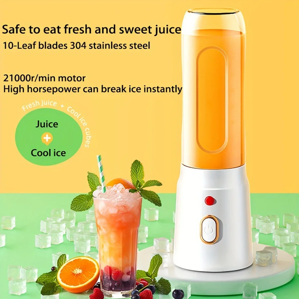 Description Picture 5 of item6 Blades Multifunction USB Fruit Mixers Juicers Portable Electric Juicer Blender Fruit Juicer Cup Food Milkshake Juice Maker