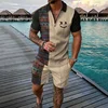Fashion Summer Men's Tracksuit Short Sleeve Polo Shirt Set Coconut Tree 3D Print Clothing 2 Pieces Casual Suit Streetwear Outfit 5