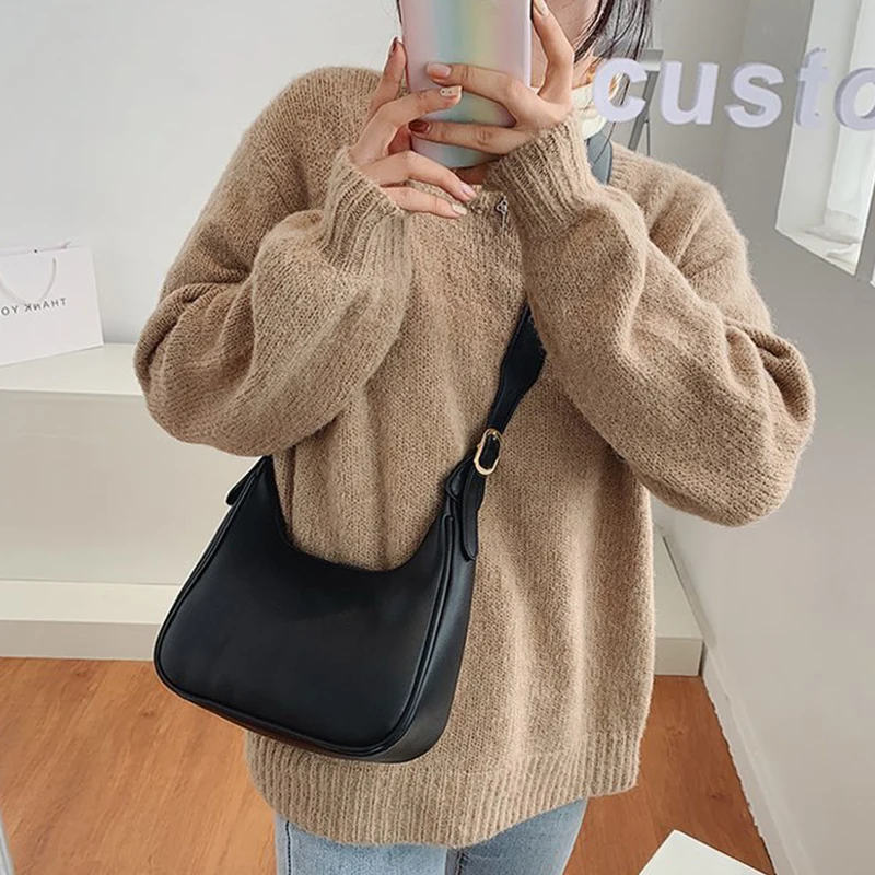 Fashion Shoulder Bags for Women 2023 Casual Crossbody Bags for Women PU Leather Solid Color Simple Handbags Women'S Bag