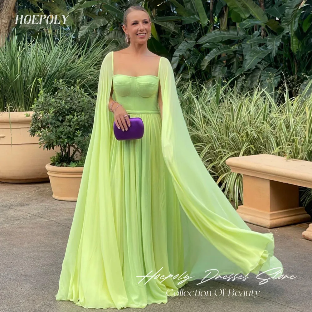 

Hoepoly Simple Square Collar Wedding Dress 2023 Slim Chiffon Backless Prom dress Sleeveless A-LINE Floor-Length Evening Dress