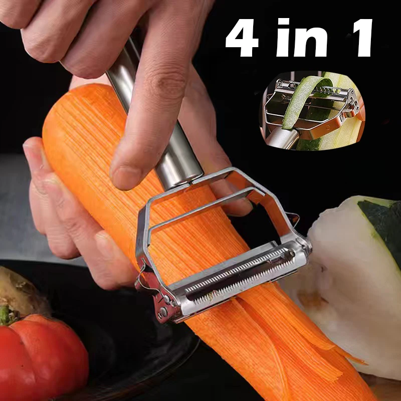 4 In 1Kitchen Vegetable Peeler Stainless Steel Melon Planer Double Head
