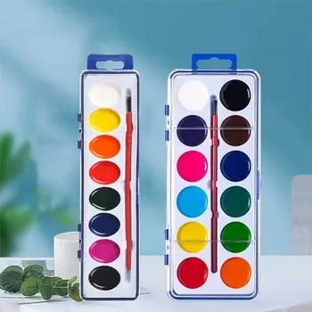 Set di Colori ad Acquerello Lavabili 8/12/16 Colori, Tavolozza Portatile con Pennello ad Acqua, Colori ad Acquerello