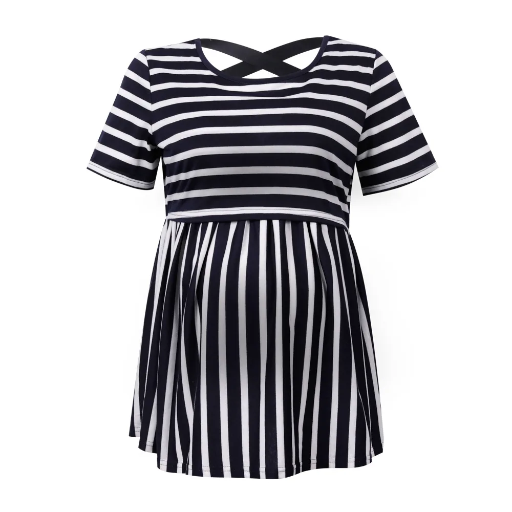 

Maternity Clothes Top Striped Breastfeeding Tee Shirt Women's Pregnancy Nursing Tops Casual Ruched Side-Shirred Ropa Embarazada