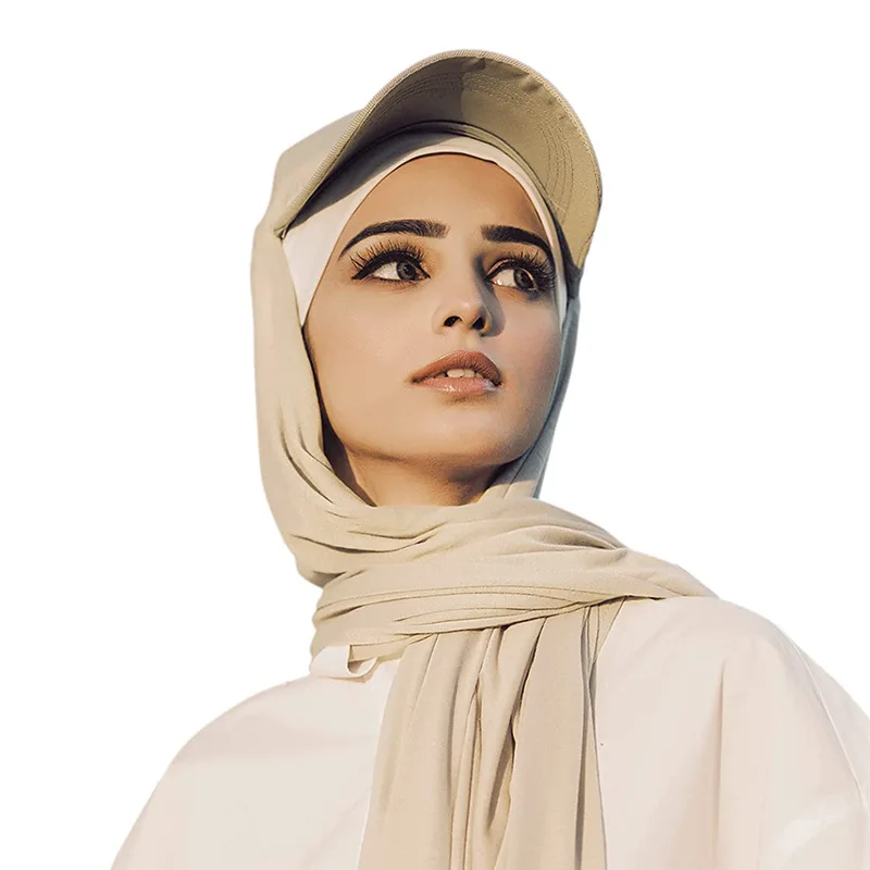 

Ramadan Musilm Fashion Women Cotton Hijab With BaseBall Cap Summer Sports Hat with Scarf Ready To Wear Instant HIjabs