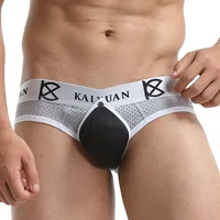 Mens Big Pouch Bulge Underwear Briefs Men Panties Removable Penis Bag Male Lingerie Ice Silk Breathable Underpants 2
