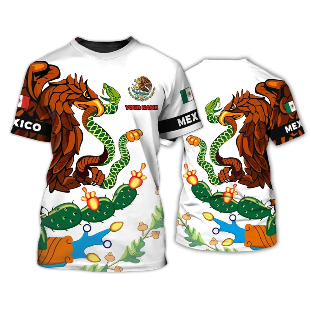 

Футболка мужская с 3d-рисунком мексиканского орла, модный топ оверсайз с коротким рукавом и круглым вырезом, Повседневная рубашка в стиле Харадзюку, на лето