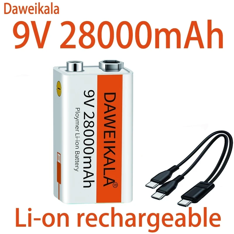 Rechargeable Battery ultimeter rechargeable lithium-ion battery 9V battery mAh mini USB toy microphone remote control KTV use 28000