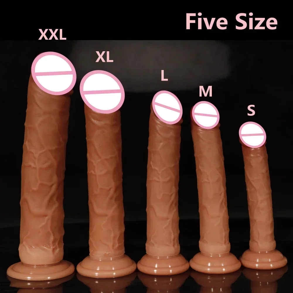 5 Sizes Realistic Dildos Double Silicone Soft Big Penis Powerful Suction Cup for Woman and Man 18+