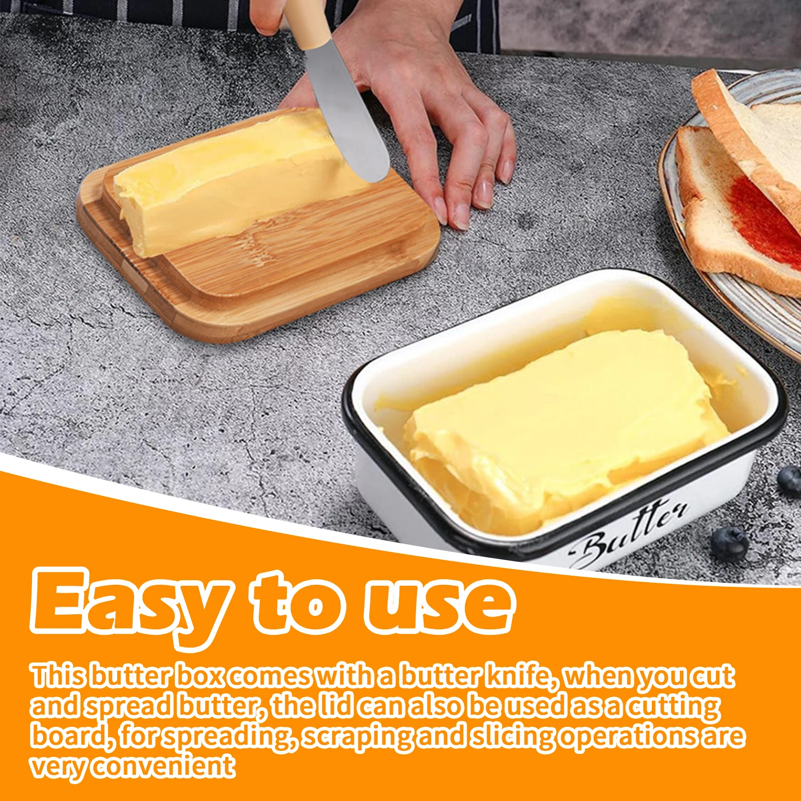 Butter Dish With Cover Metal Butter Fresh-keeping Box With Cutter Slicer Reusable Container Kitchen Cheese Storage Box