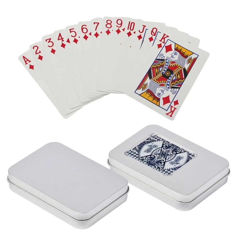 Playing Card Box Trading Card Case Storage Can Organizer Empty Metal Box for Gaming Cards