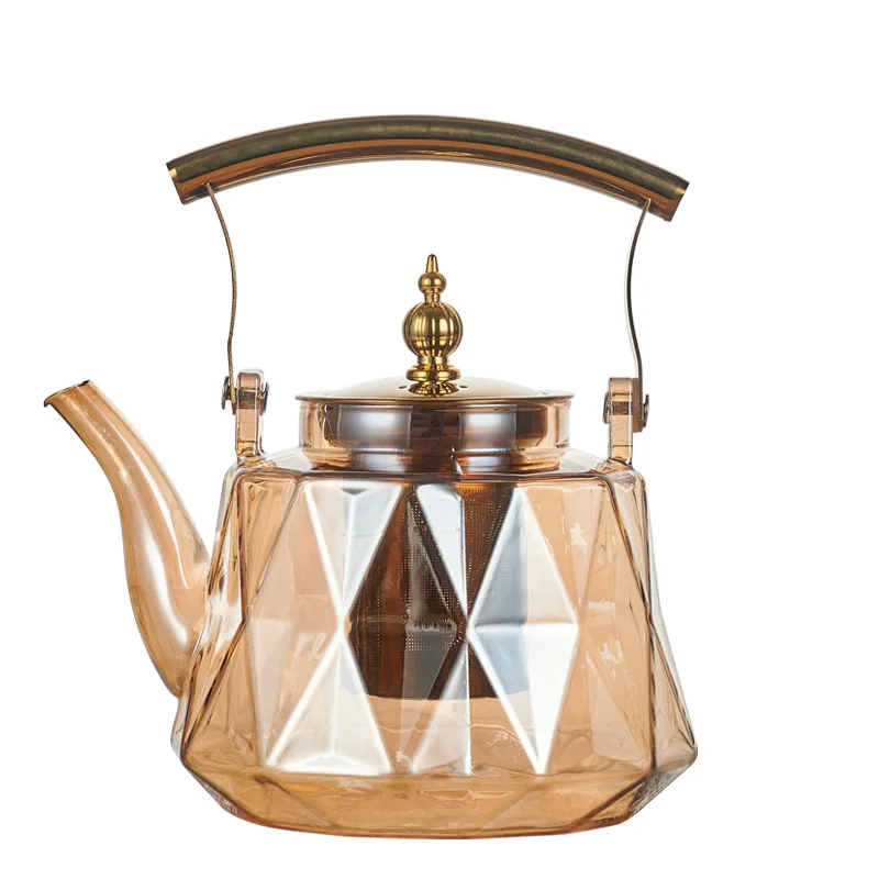 Elegant Heat-Resistant Glass Teapot with Strainer Infuser and Boiling Kettle