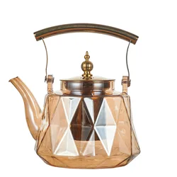 Elegant Heat - Resistant Glass Teapot with Strainer Infuser and Boiling Kettle (Electroplating color)