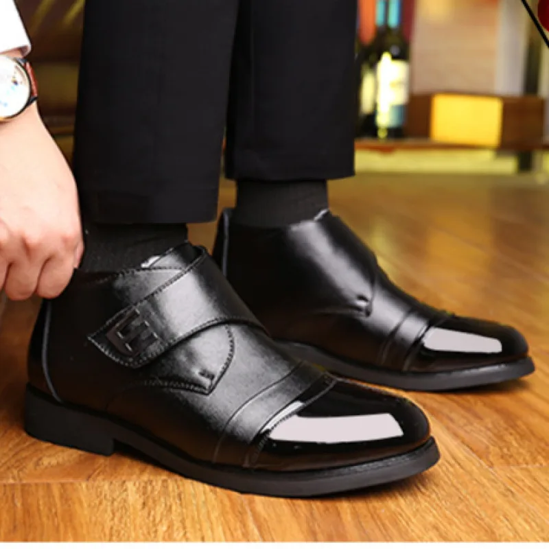 Winter thickened high-top men's cotton shoes warm business leather shoes high-top plus velvet men's