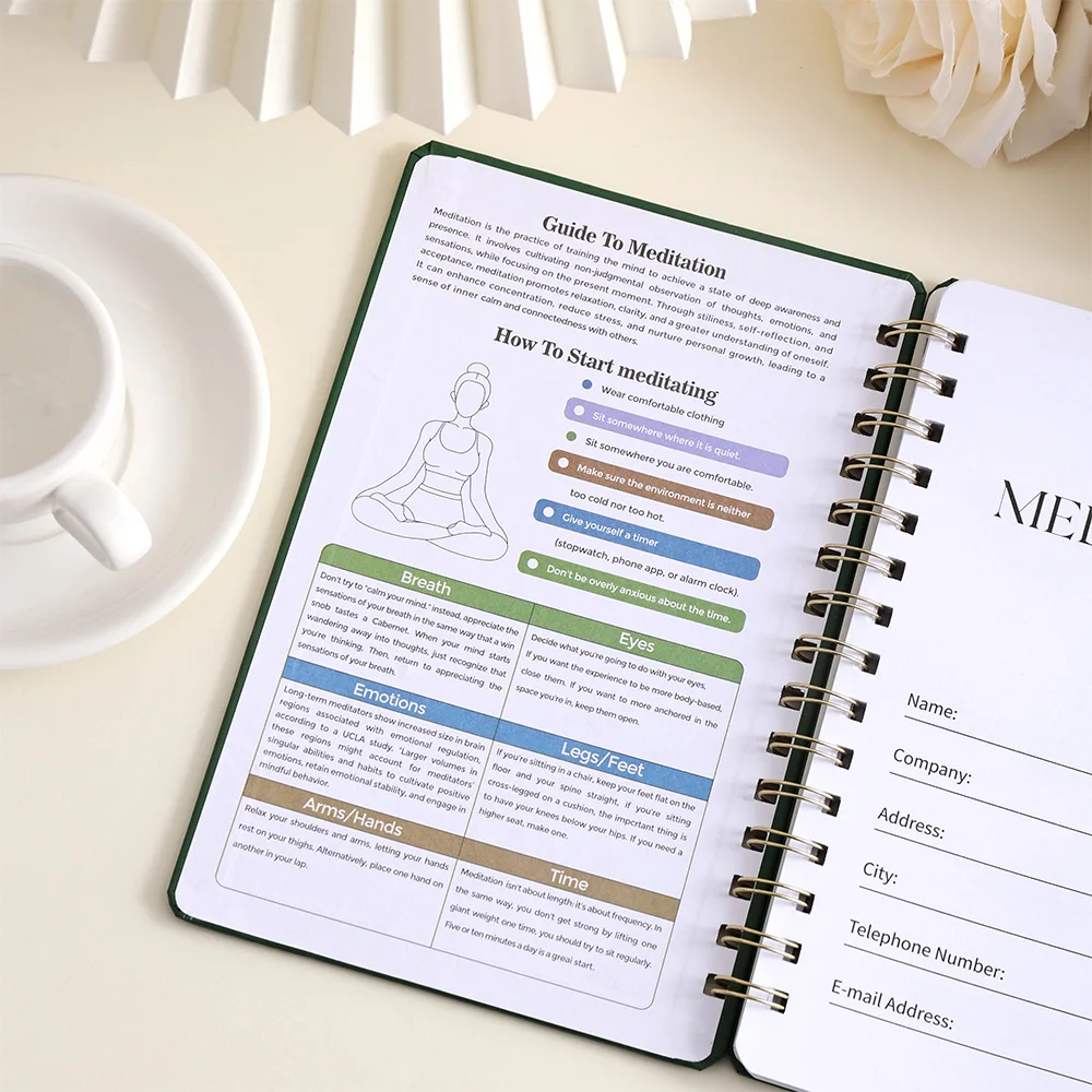 Notebook Diary Journal Hardcover Notebook 96 Pages A5 Hardcover Meditation Journal For Spiritual Self-Discovery Daily Reflection Notebook for Mind Wellness Mental Health