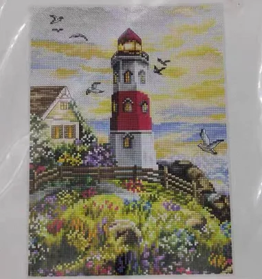 Seaside Lighthouse 30-37 Sticksets, Kreuzstichsets, Baumwollstoff DIY Heim-Stickerei-Spaß