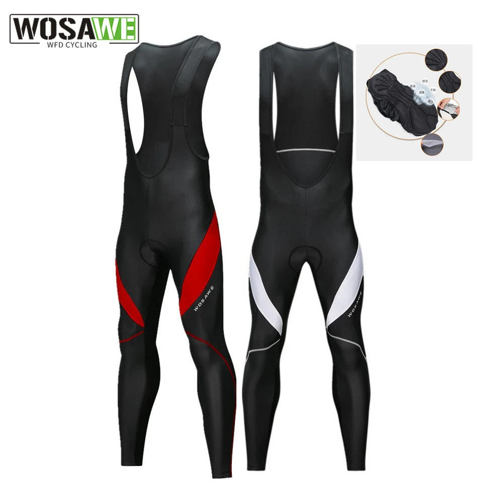 Wosawe Cycling Bib Pants Mtb Keep Warm Men Women With 3d Gel Pad