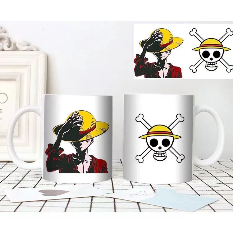 

New Cartoon Anime One Piece Luffy Ceramic Mug Ceramic Bowl Coffee Cup Beverage Cup Office Drink Water Play Children's Gifts