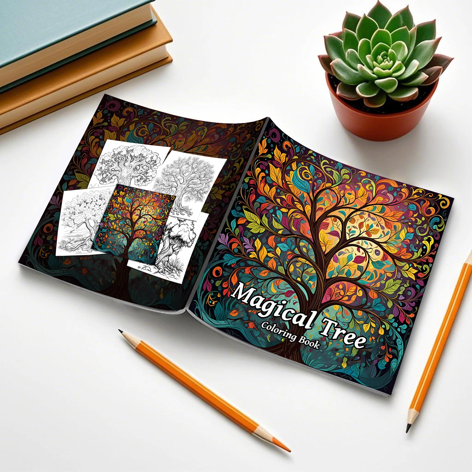 1Pc Magical Tree Coloring Book For Adults And Teens Featuring 24 Pages Graffiti Painting Drawing Gift For Holiday Birthday ﻿ 2