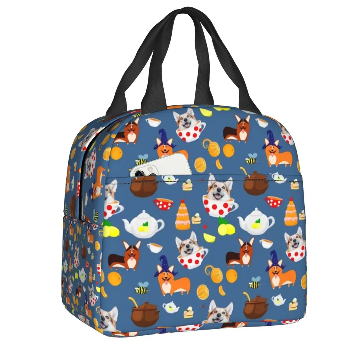 

Funny Corgi Pattern Thermal Insulated Lunch Bags Women Dog Lover Resuable Lunch Container for Work School Travel Food Box