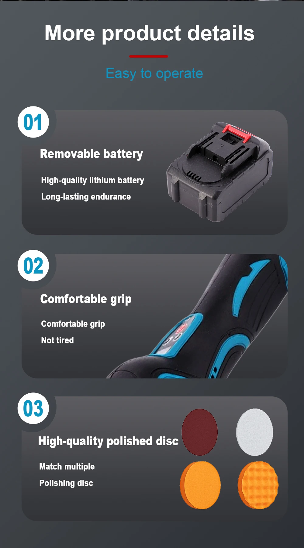 Cordless Electric Car Polisher Handheld Lithium-Powered Multi-Functional Waxing