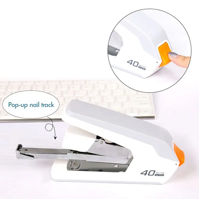 푸시 버튼 포함 수동 사무실 스테이플러 금속 표준 스테이플러, 40 장 용량, 노력 절약 바인딩 스테이플러, 12  스테이플