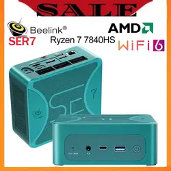 Beelink AMD Ryzen 7 7840HS Mini PC SER7 DDR5 32GB 1TB PCIe4.0 SSD Radeon 780M Quad Display USB4 Home Desktop Computer 65W TDP