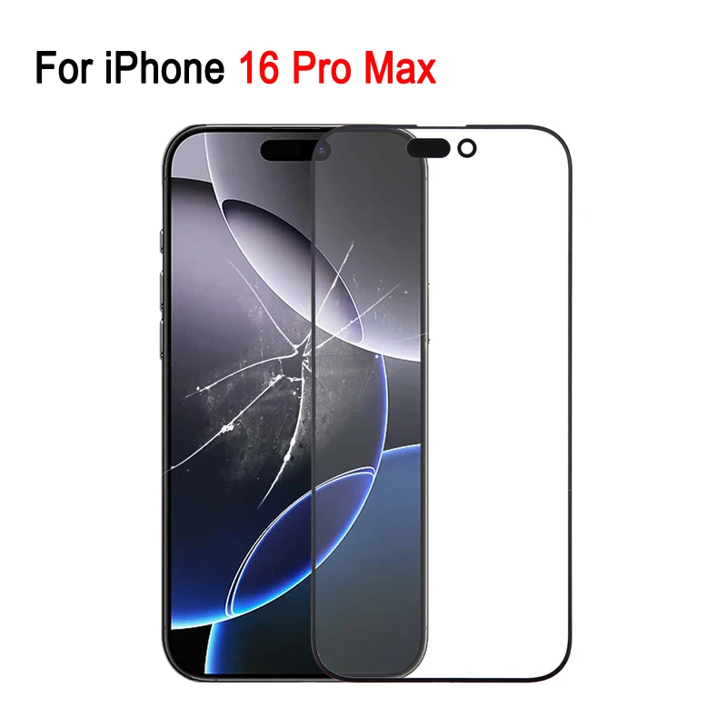 iPhone 16 16e 16-plus 16-pro 16 Pro Max용 16 시리즈 전면 유리 스크린 렌즈 커버 교체(OCA 광학 접착제 포함)