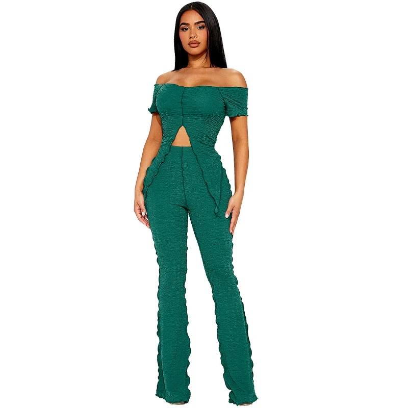 

Two Piece Women Sets Matching Two Pieces Sets Off The Shoulder Top Pants Suits Outfits Clothing 2023 New Arrival Spring Summer