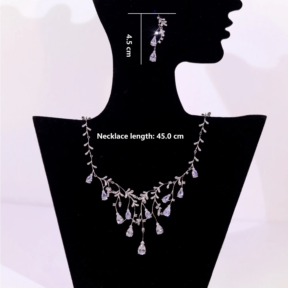 ASNORA 2024 Neue Wasser Tropfen Schmuck Set Engagement Hochzeit Halskette Für Frauen Braut Brautjungfer Geschenk_voghion.com