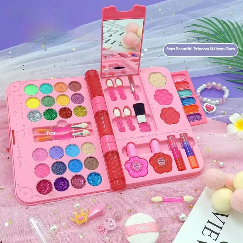 With Cosmetic Case Makeup Toy Kits Portable Playset Kids Washable Makeup Girls Toys For Kids Toddlers Girls Present Gift 4