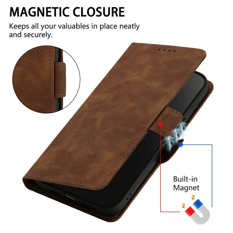 Luxury Leather Wallet Book Case - Elegant Protective Cover