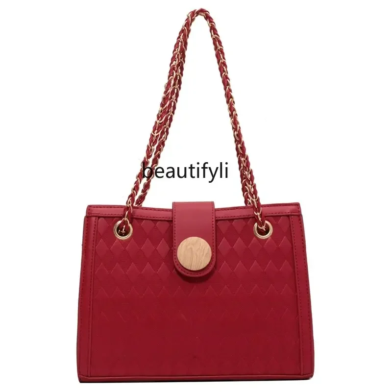 

zqRed Wedding Bag Women's Niche Large Capacity Shoulder Messenger Bag Wedding Bridal Bag