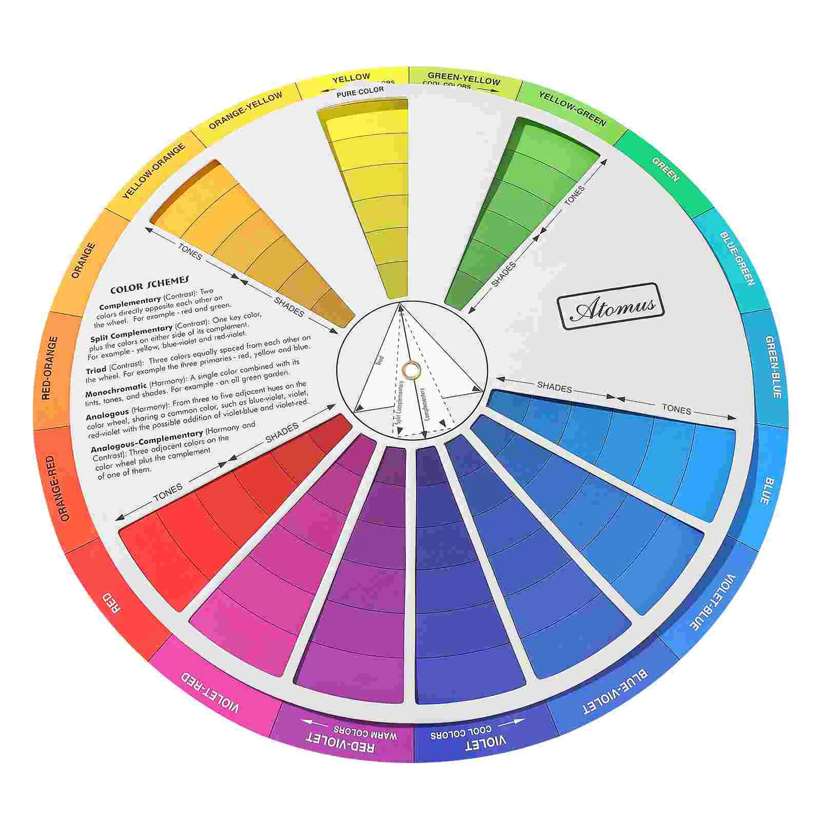 

Gradient Color Wheel Rotatable Quilting Tools Paint Mixing Learning Guide Paper Chart Make up Palette Small Standard Card