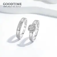 Luxury Pure 100% 925 Sterling Silver Ring Set For Woman Jewelry 5A Zircon  Snowflake Cube Engagement Wedding Band For Bridal 2