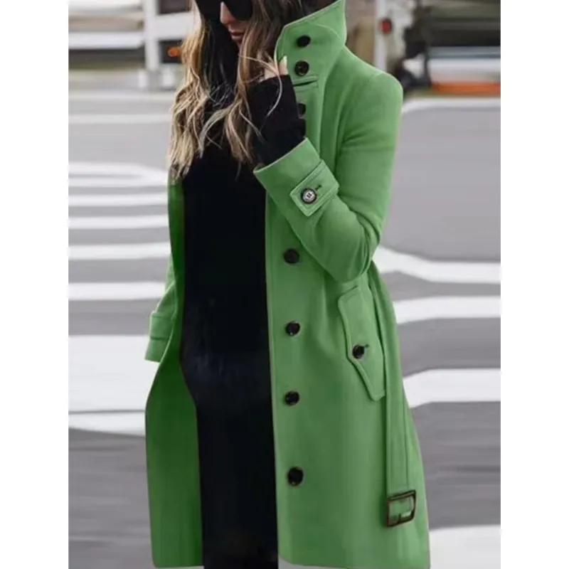 Women's Coat Outerwears Autumn Winter Warm Female Jackets Single Breasted Turn-down Collar Single Breasted Women's Clothes New 6