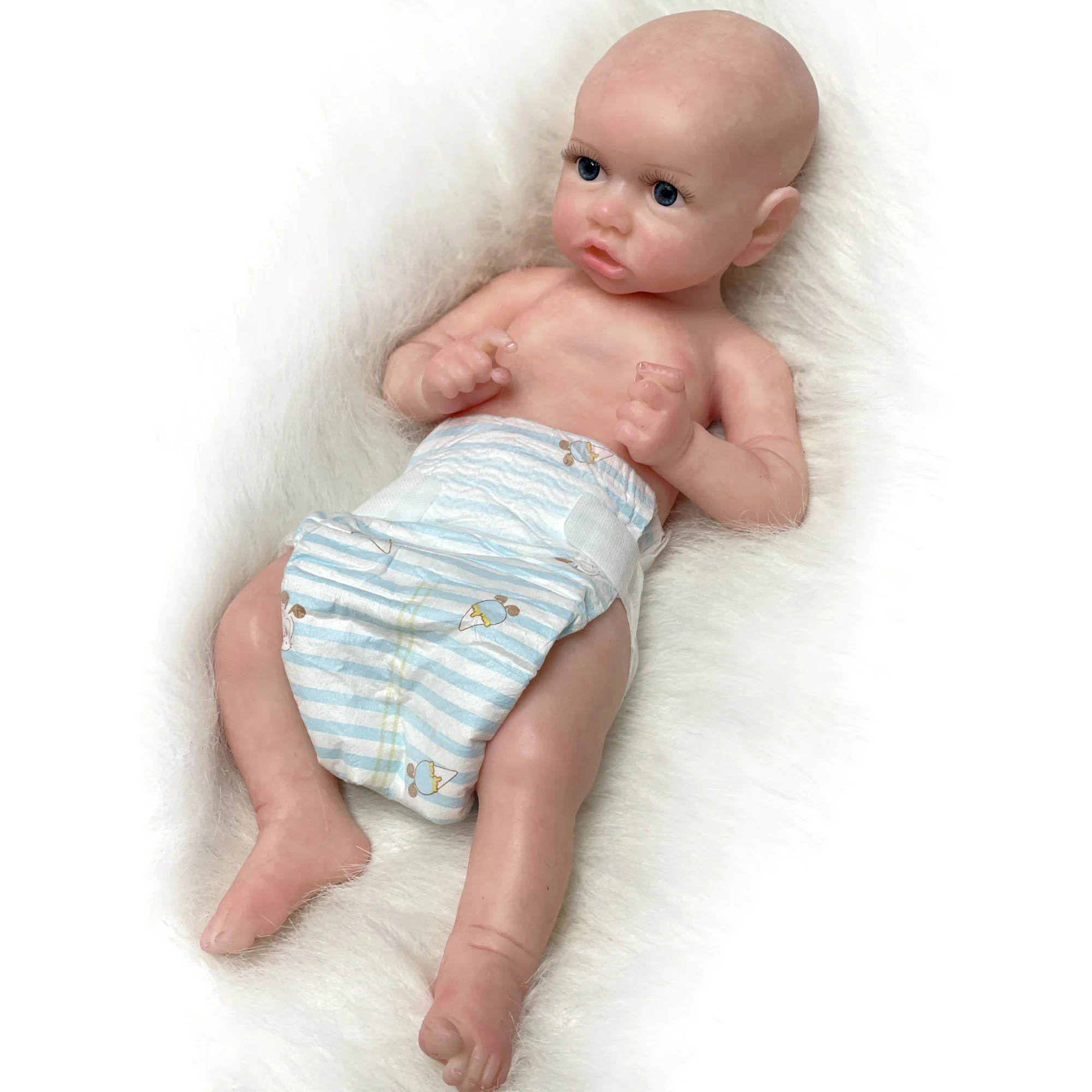 

Bebe Reborn Dolls 47CM Full Solid Silicone Reborn Doll Painted Lifelike Open Eyes Baby Doll Kits Boneca Reborn Corpo De Silicone