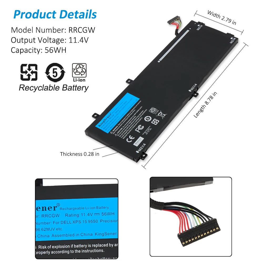Kingsener Novo 4gvgh Rrcgw Bateria do Portátil para Dell Precision 5510 Xps 15 9550 Séries 1p6kd T453x Ferramentas Gratuitas - Imagem 4
