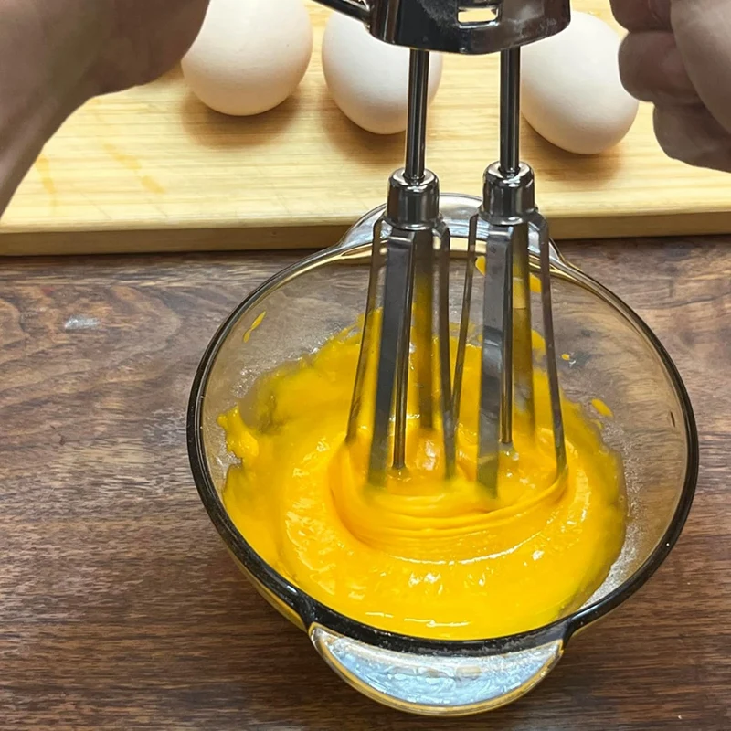 Manual Egg Beater Hand Crank Stainless Steel Whisk Ergonomic ABS Handle Compact Design for Easy Mixing, egg beater