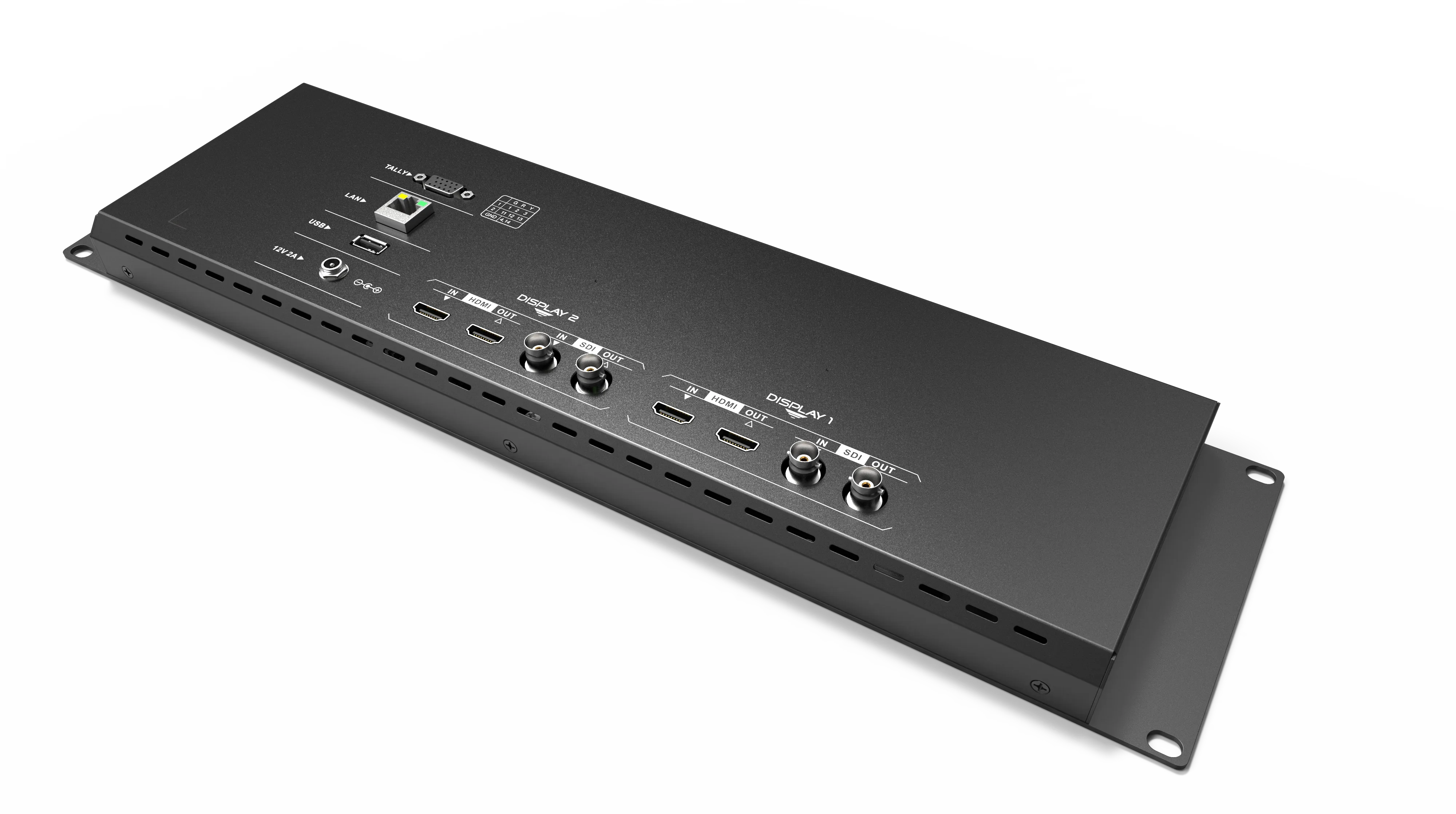 TV 방송 장비 듀얼 7인치 3RU 랙 마운트 3G-SDI 4K HDMI 2.0 LAN 오디오 모니터 방송 및 라이브 스트리밍용