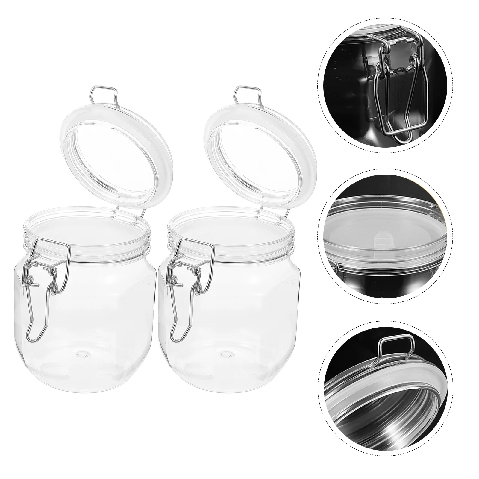 

2Pcs Clear Honey Jar Airtight Honey Bottles Plastic Jam Jars Caviar Storage Jar