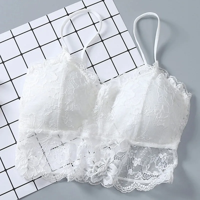 Summer Women Lace Sleeveless Tops padded Bralette Bra Bustier Zipper Back Club Crop Tank lingerie women lingerie bra women tank tops lace camisole tops