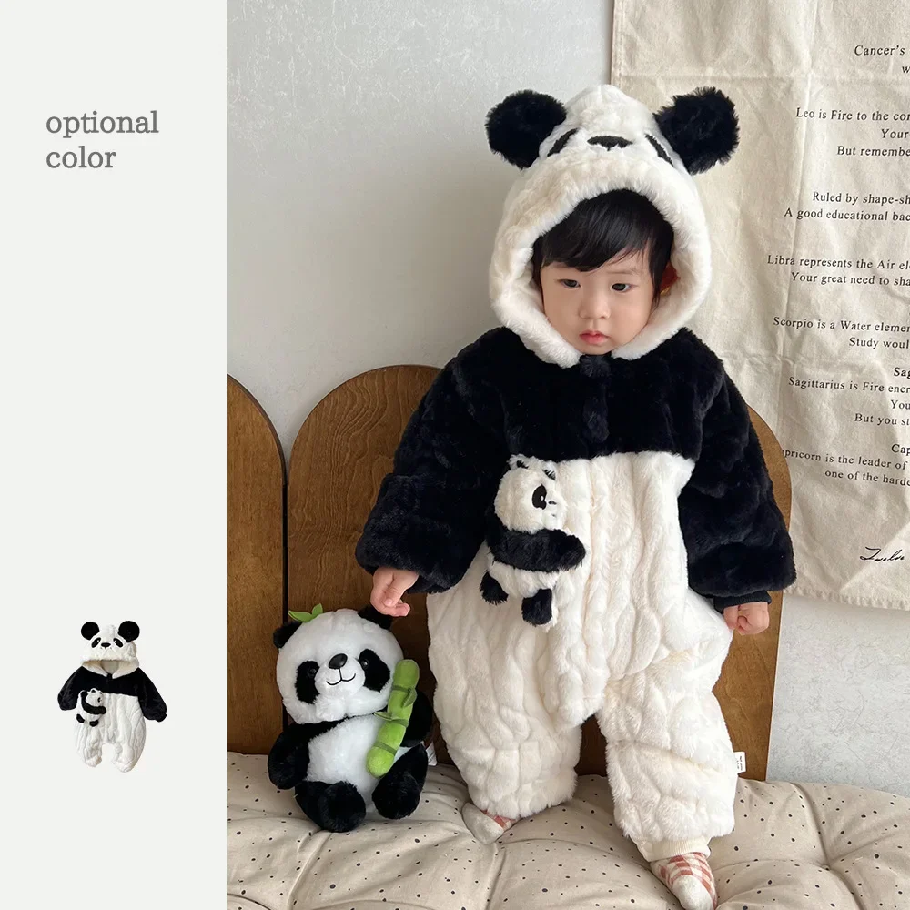 

Baby Clothes Newborn Autumn and Winter Clothing New Baby Jumpsuit Plush Panda Hooded Crawling Suit Bodysuits & One-Pieces Outfit