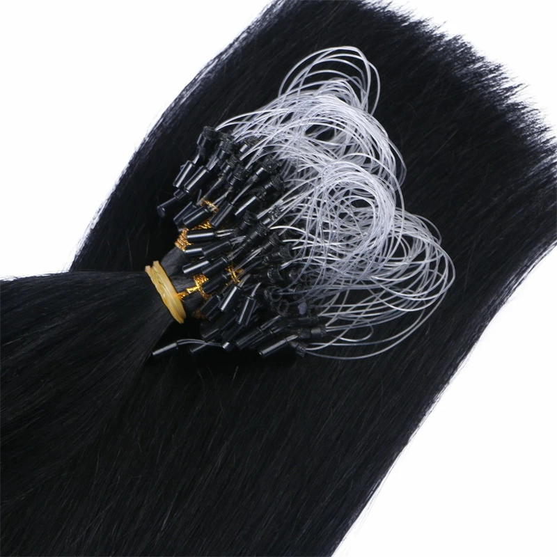 Straight Micro Loop Hair Extension Human Hair Brazilian Remy Extensions for Women Invisible Fishing Line Nanolink