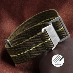 Army Green Elastic Nylon Sport Watchband Bracelet - 22mm (Green Yellow)