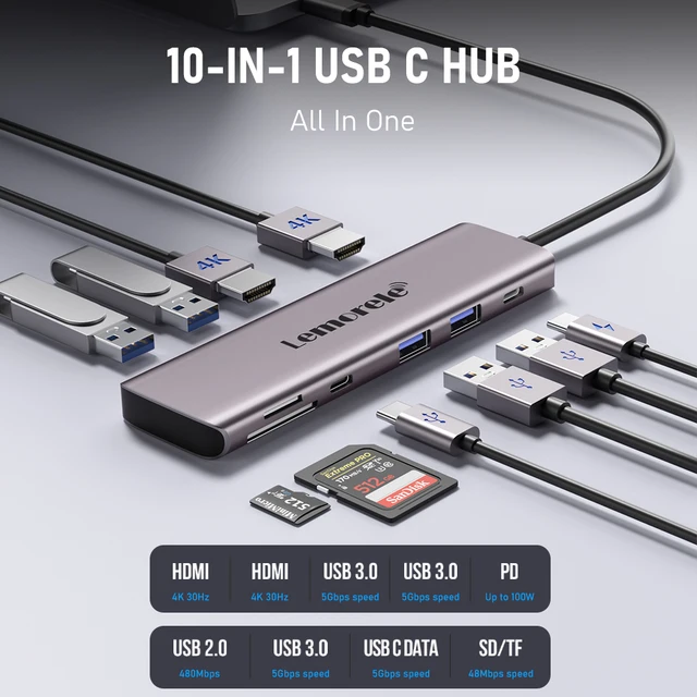 무제한 확장을 위한 Lemorele TC91 USB C 허브