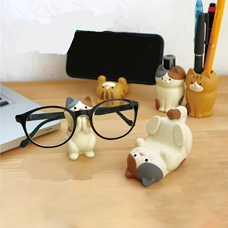1pc Cute Cartoon Glasses Holder, Mobile Phone Holder, Pen Holder For Home Living Room Winter Christmas New Year Decor