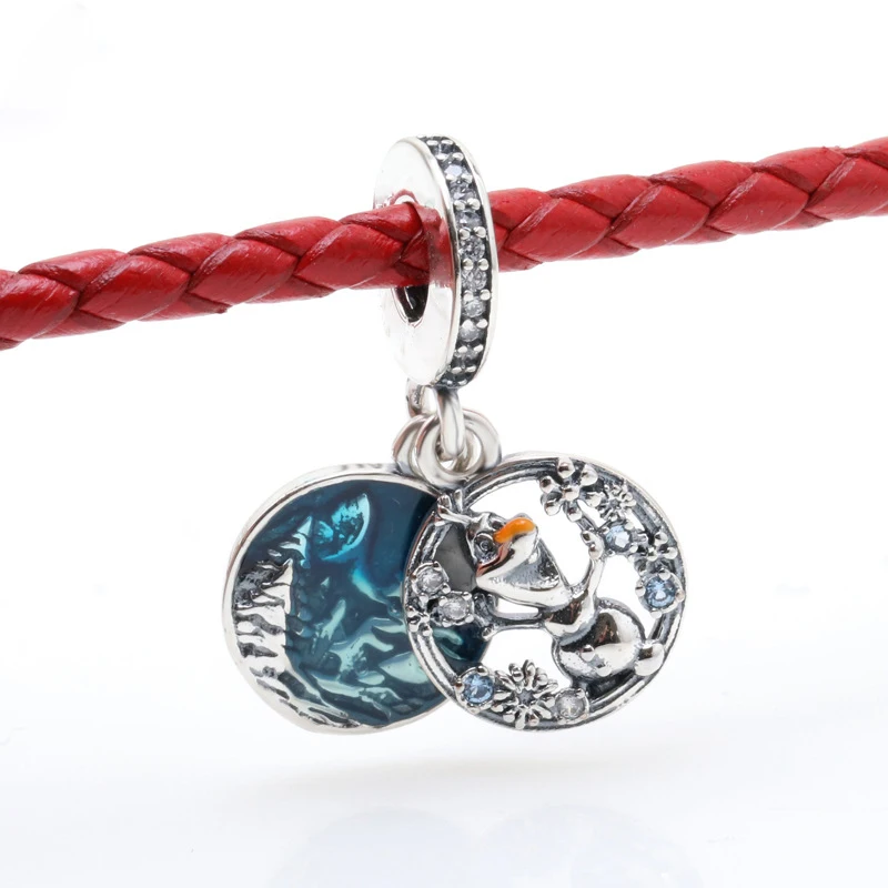 Disney Frozen Nokk Horse Beads Fit Pandora Blue CZ Pendant Charms for Jewelry Making Women Bracelet Girls Bangle Accessories DIY