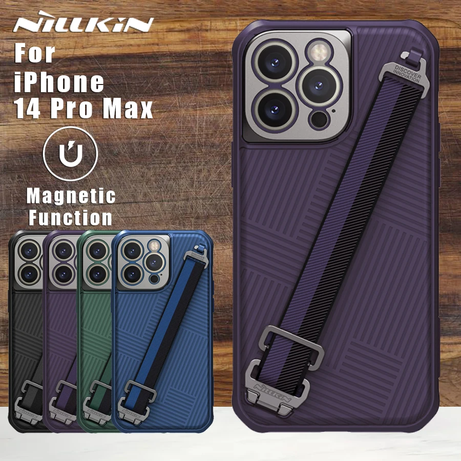 

Nillkin for iPhone 14 Pro Max Case Strap Magnetic Adapt Magsafe Phone Back Cover case for iPhone 14 Pro Max Plus 5G 2022
