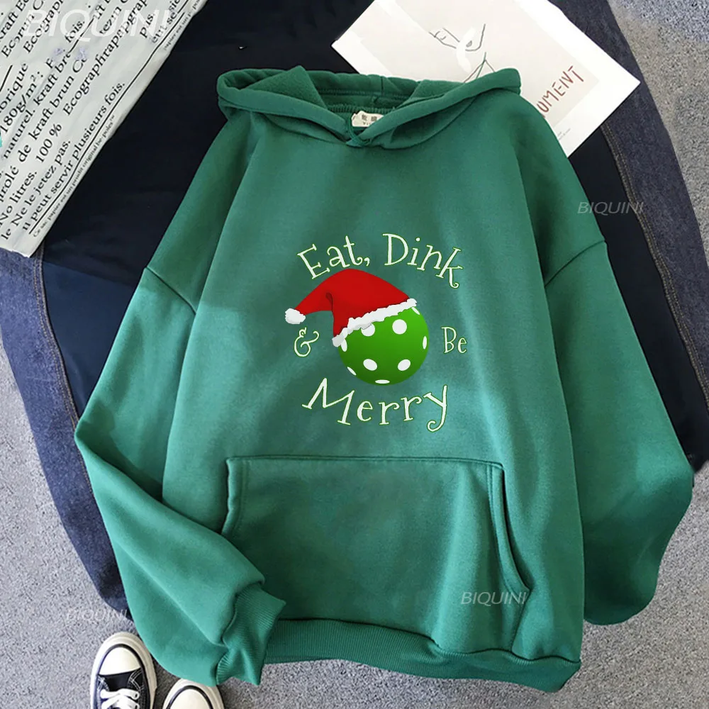

Playing Pickleball Cartoon Printed Hoodies Fleece Casual Women Long Sleeve Christmas Gift Harajuku Sweatshirt Popular Autumn